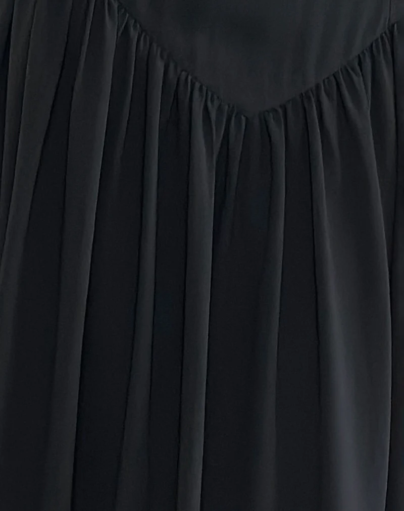 Paduri Drop Waist Midi Dress in Chiffon Black - Image 6