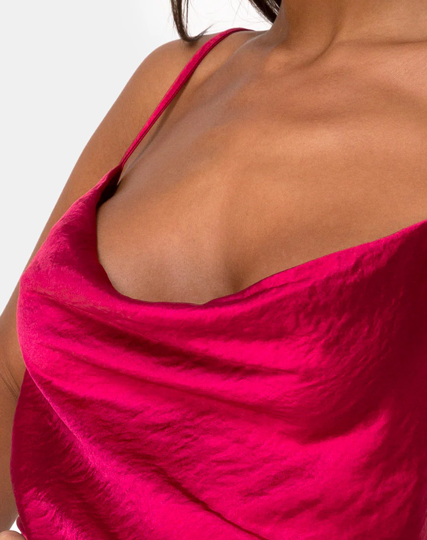 Paiva Slip Dress in Satin Cherry - Image 5