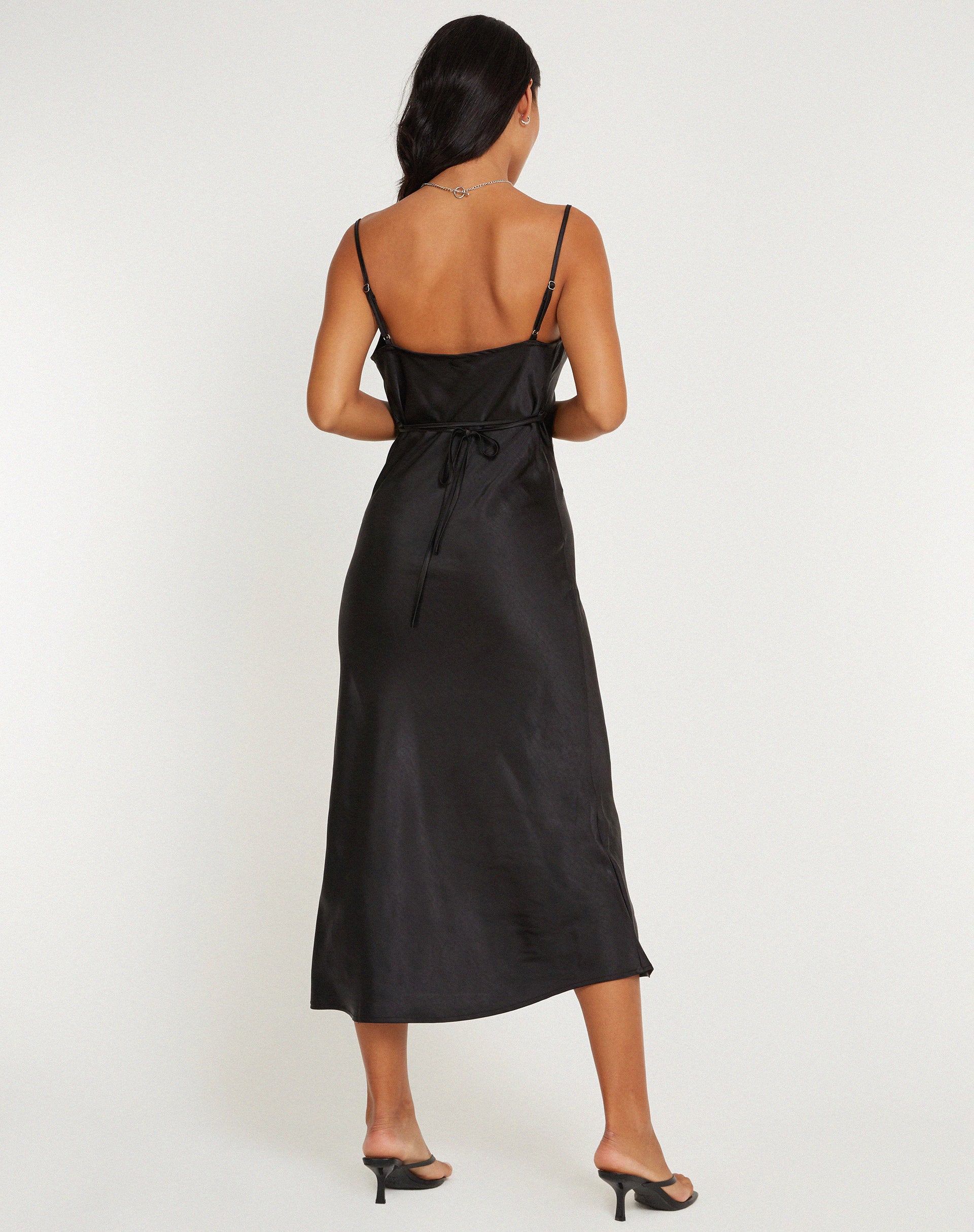 Palasha Dress in Satin Black - Image 5