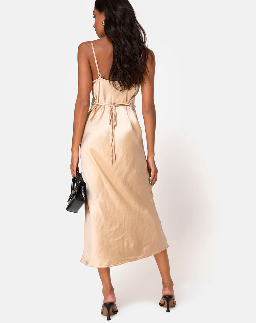 Palasha Dress in Satin Gold - Image 4