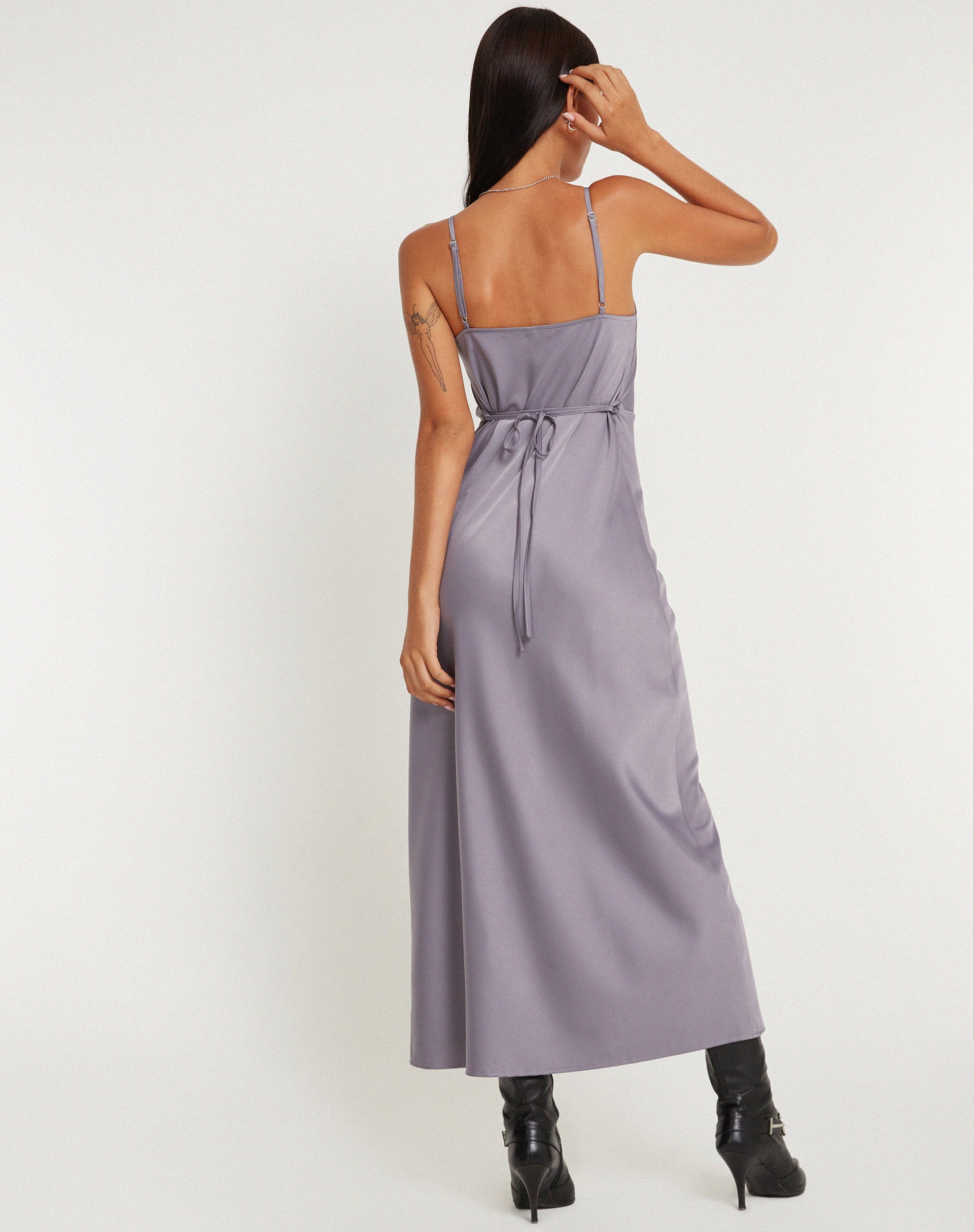 Palasha Midaxi Dress in Satin Grey Ridge - Image 4