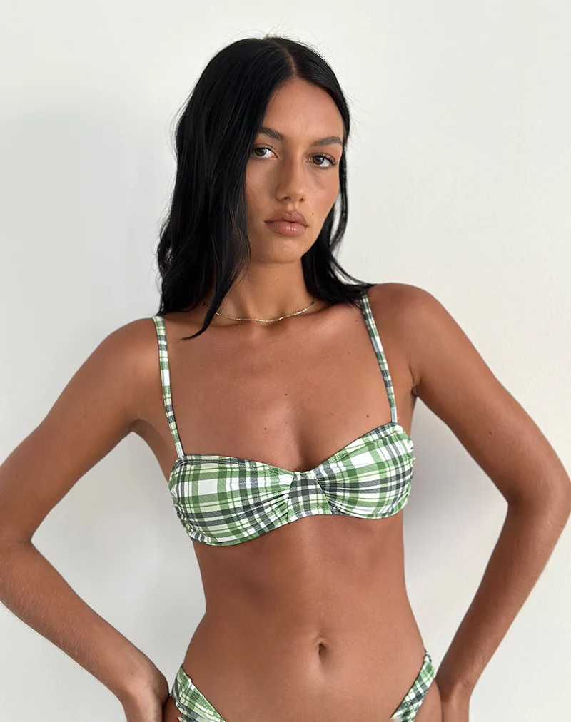Pali Bikini Top in Green Tartan - Image 2