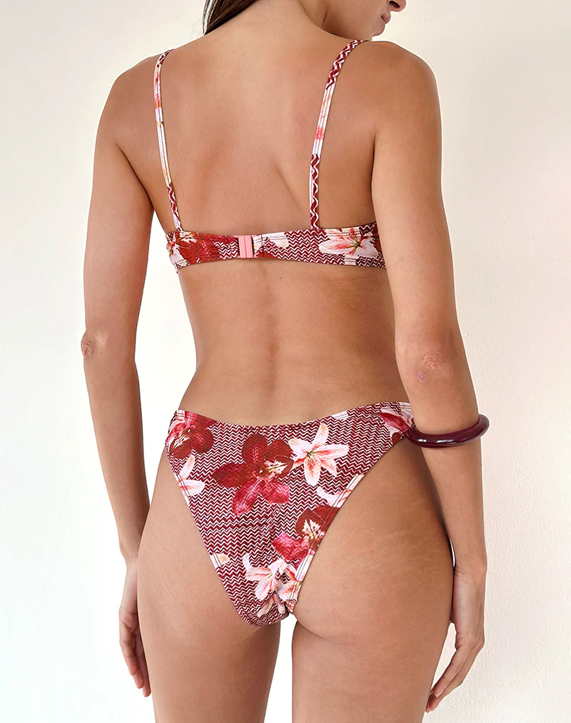 Pali Bikini Top in Zig Zag Lily Burgundy - Image 5