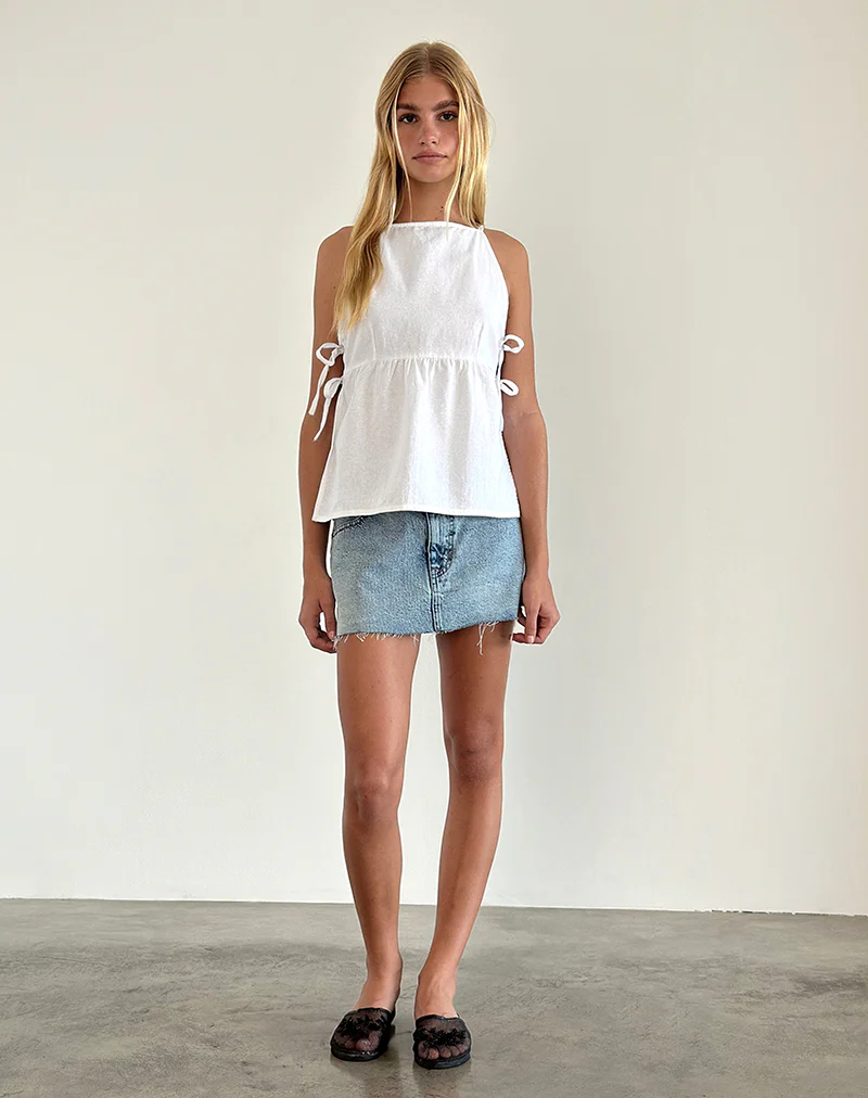 Palsi Tie Side Sleeveless Top in White - Image 4