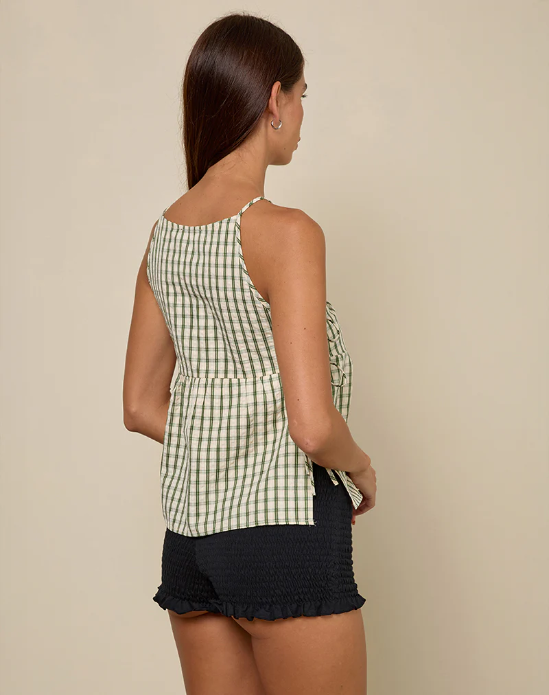 Palsi Tie Side Top in Green Check - Image 5