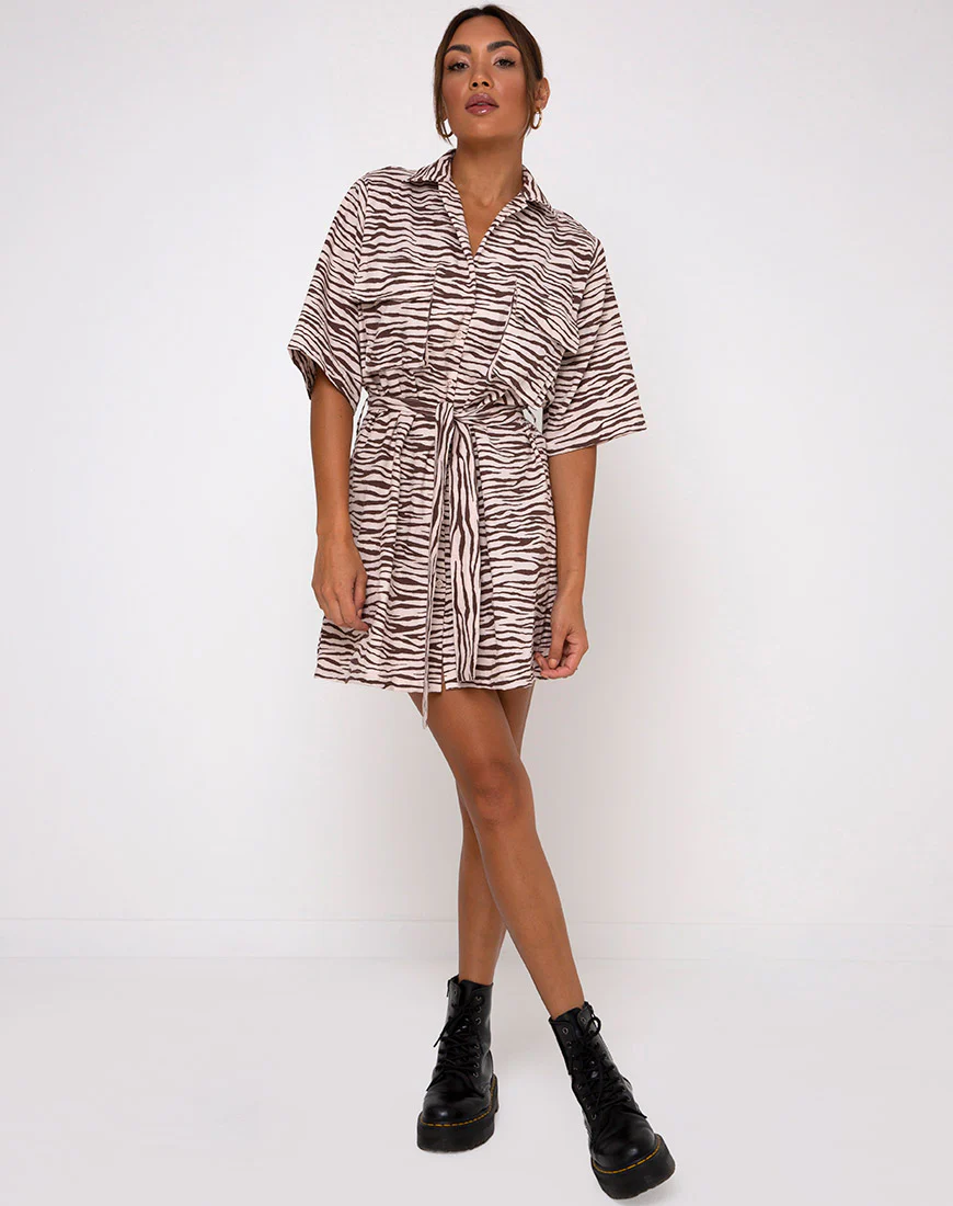 Pamela Shirt Dress in Easy Tiger Cocoa - Image 3