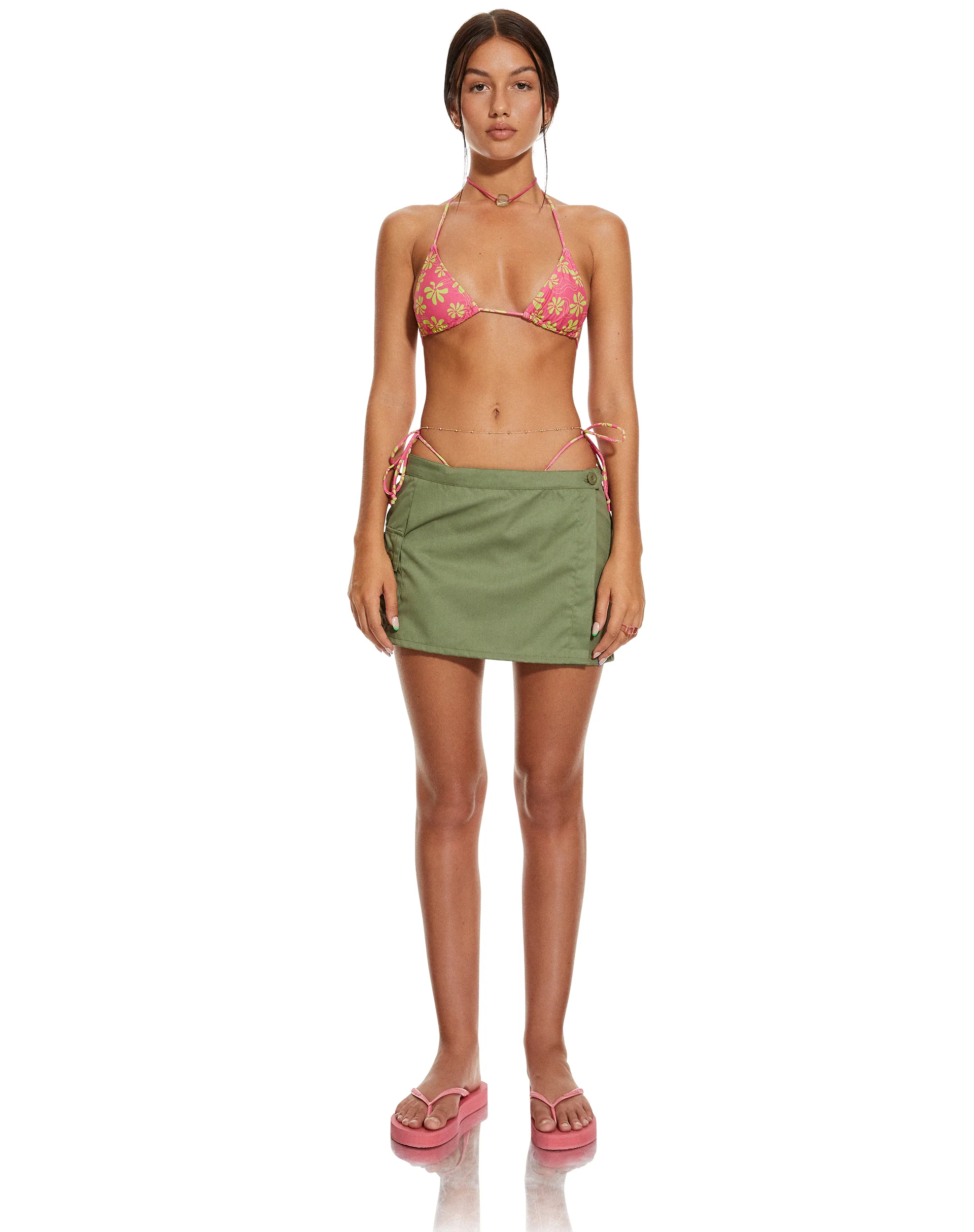 MOTEL X BARBARA Pami Bikini Top in 90s Beachy Floral Hot Pink - Image 6