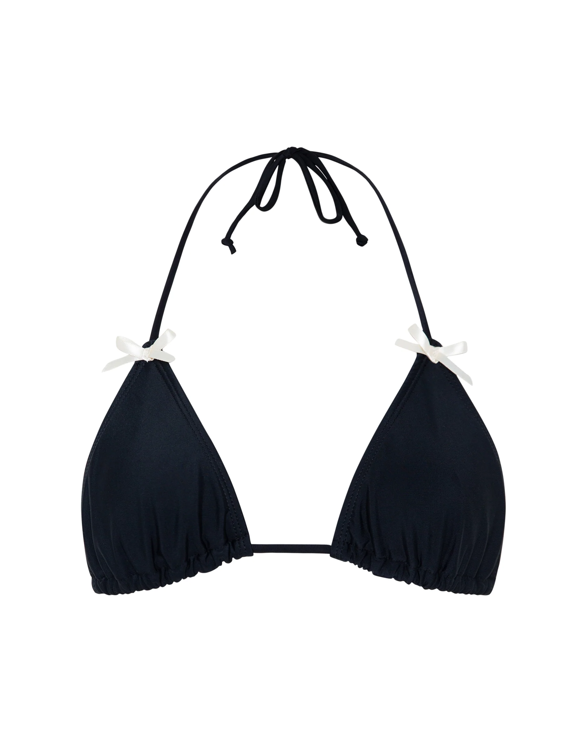 Pami Bikini Top in Black with Ivory Bow - Image 7