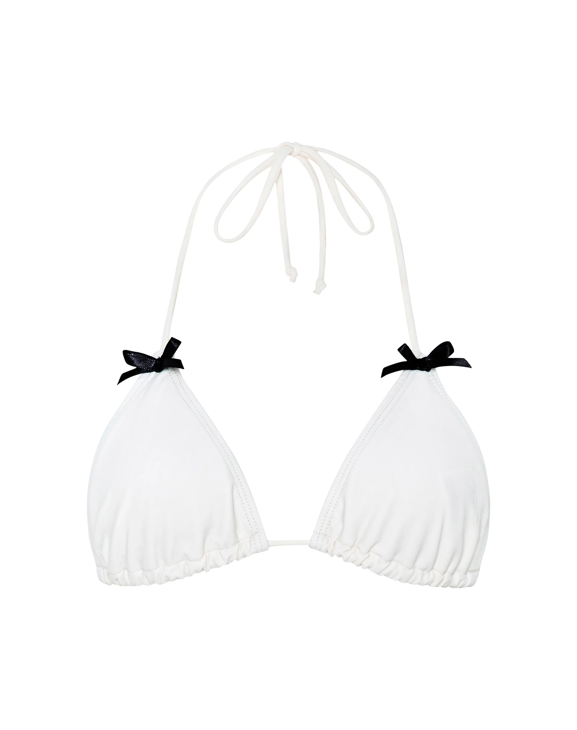 Pami Bikini Top in Ivory with Black Bow - Image 7