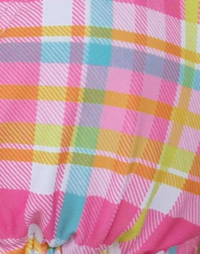 Pami Bikini Top in Pink and Yellow Check - Image 6