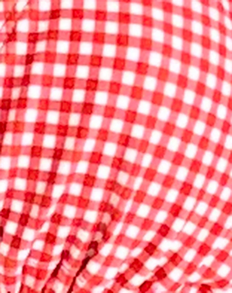 Pami Bikini Top in Red Gingham with Bows - Image 6