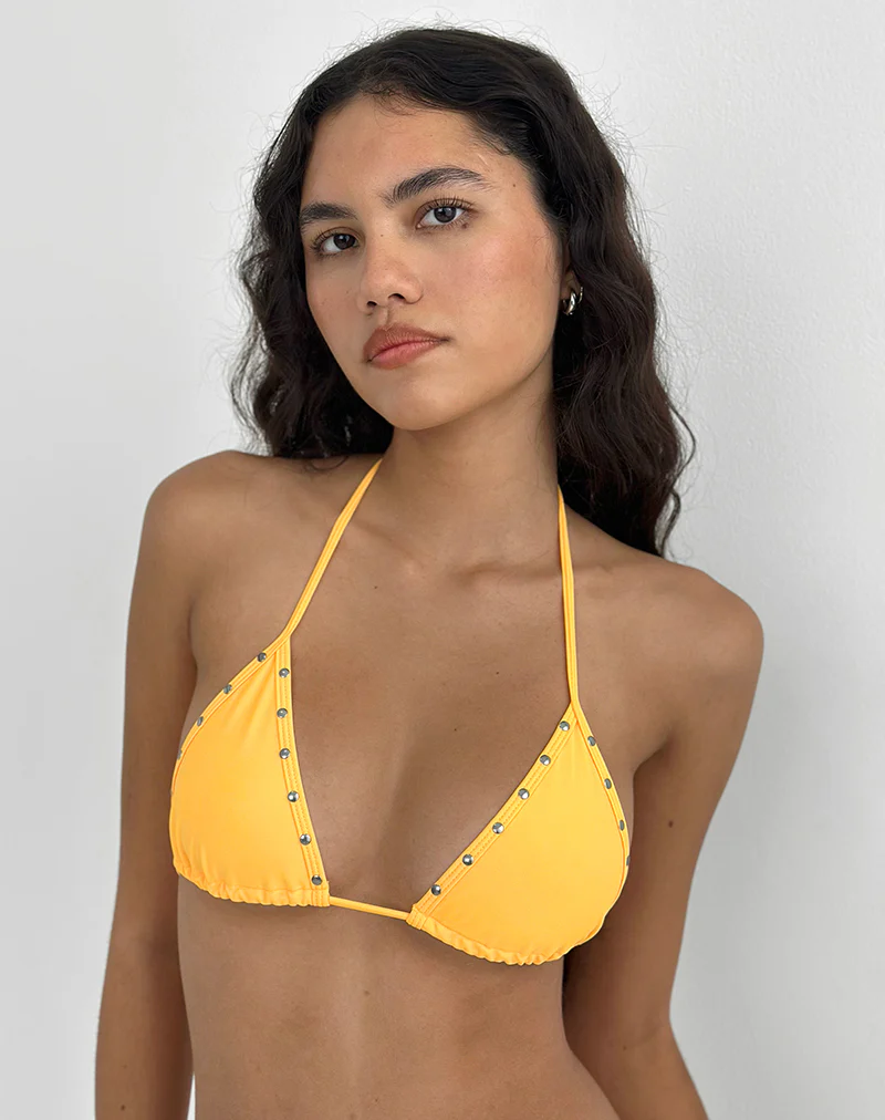 Pami Bikini Top In Light Orange with Studs - Image 2