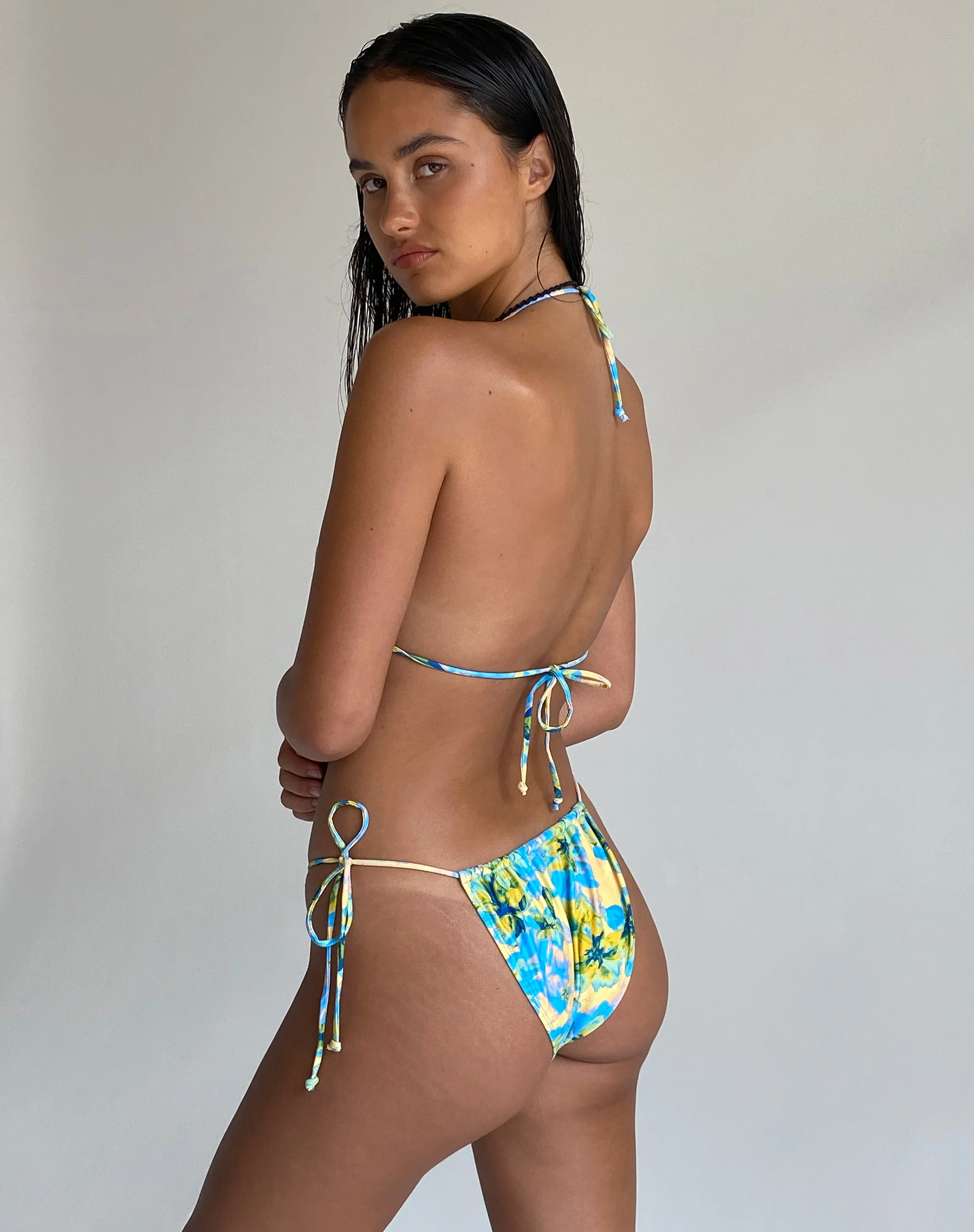 Pami Bikini Top in Blue Watercolour Floral - Image 7