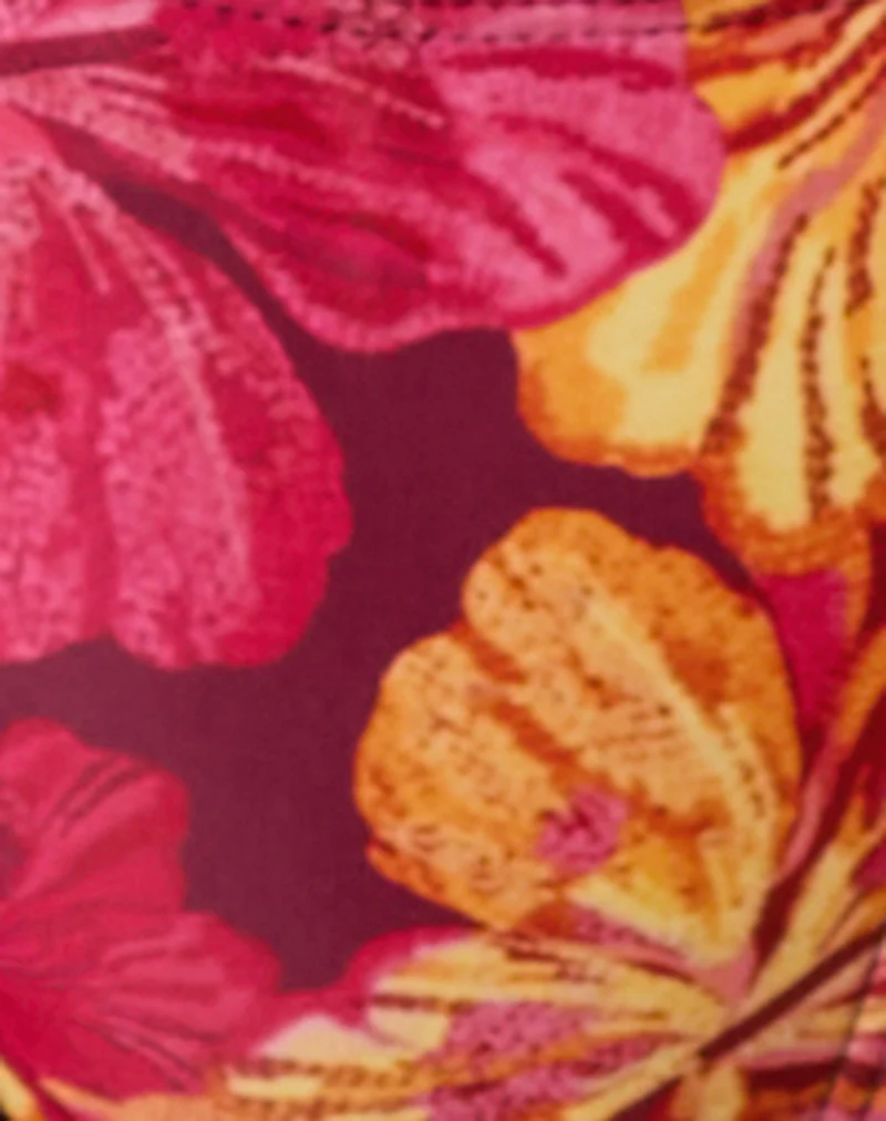 Pami Bikini Top in Sketch Hibiscus Burgundy with Contrast Ties - Image 6
