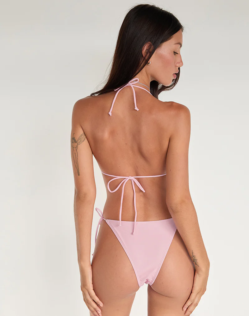 Pami Bikini Top in Pink and Blue Watercolour Flower - Image 4