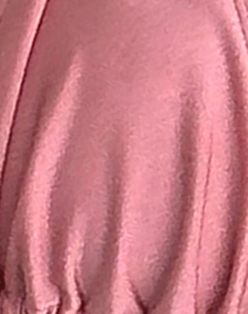 Pami Bikini Top in Pink Shimmer with Black Bow - Image 5