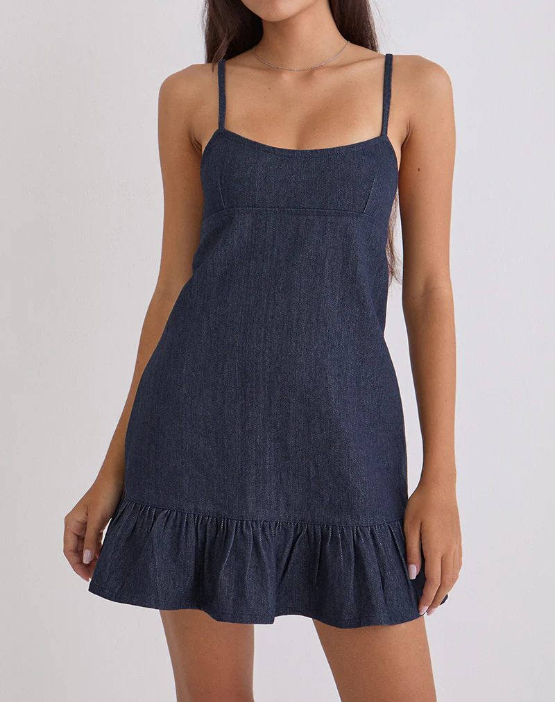 Pamina Mini Dress in Denim Indigo - Image 2