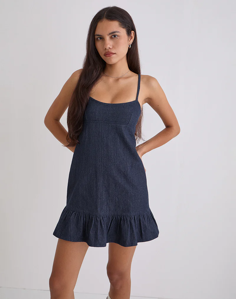 Pamina Mini Dress in Denim Indigo - Image 5