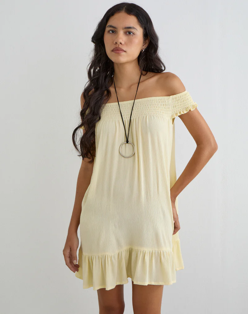 Panasi Mini Dress in Crinkle Butter Yellow - Image 2