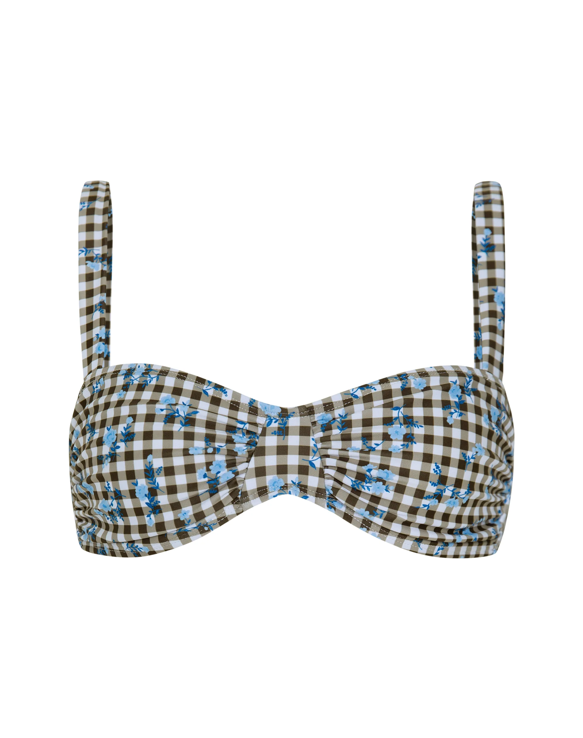 Panave Bikini Top in Floral Gingham Brown - Image 7