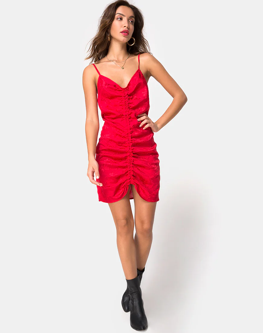 Panthus Dress in Satin Red - Image 3