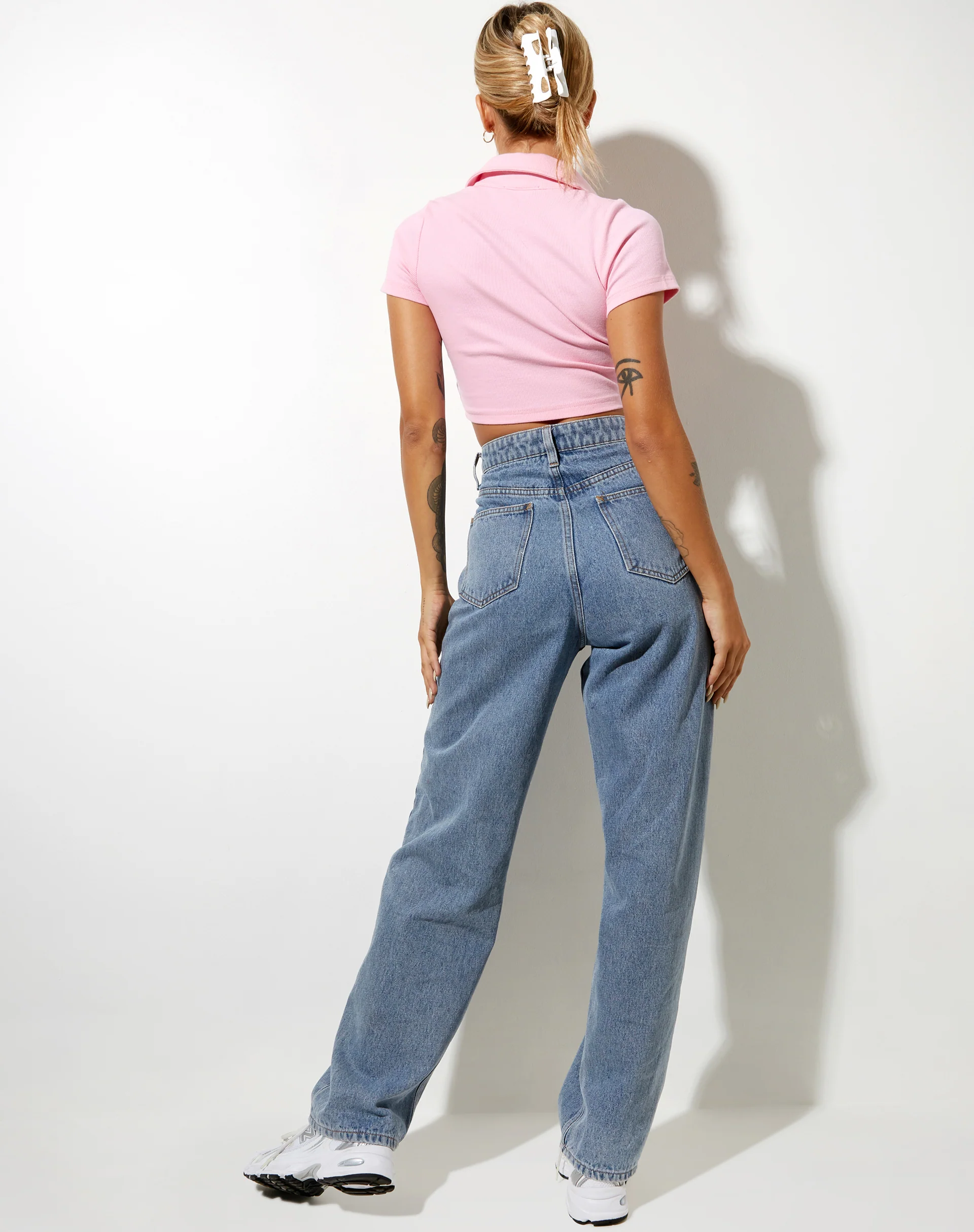Panya Cropped Shirt in Rib Baby Pink - Image 7