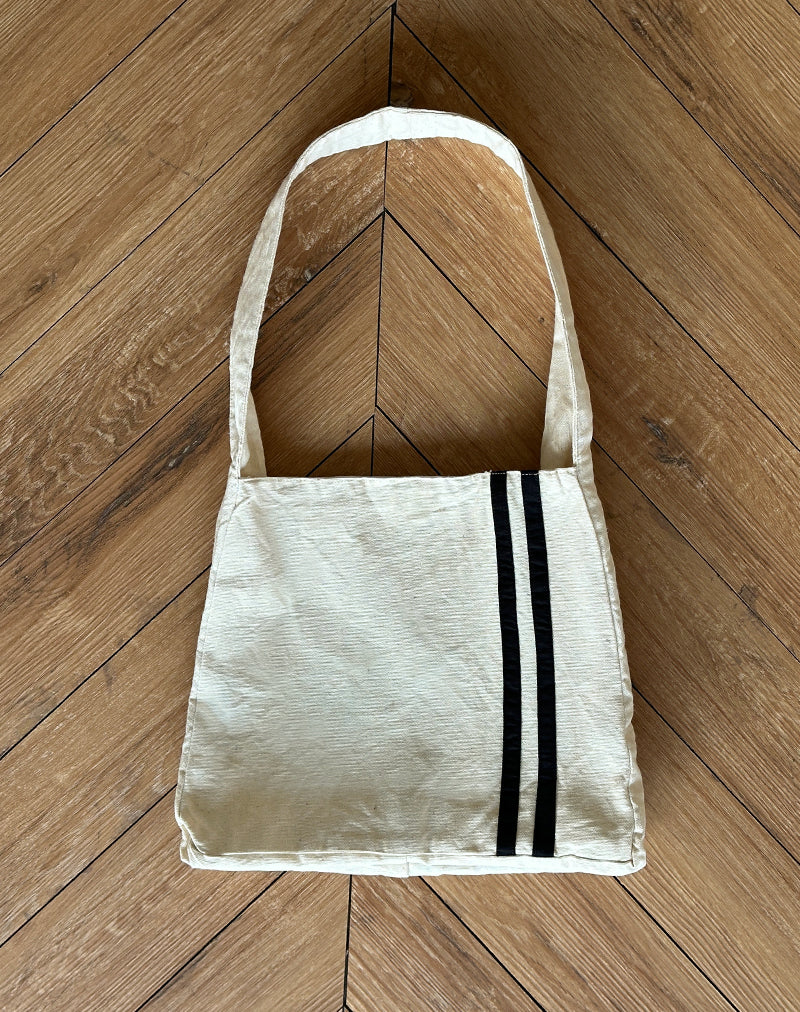 Pardi Canvas Bag in Ecru with Black Stripe - Image 2
