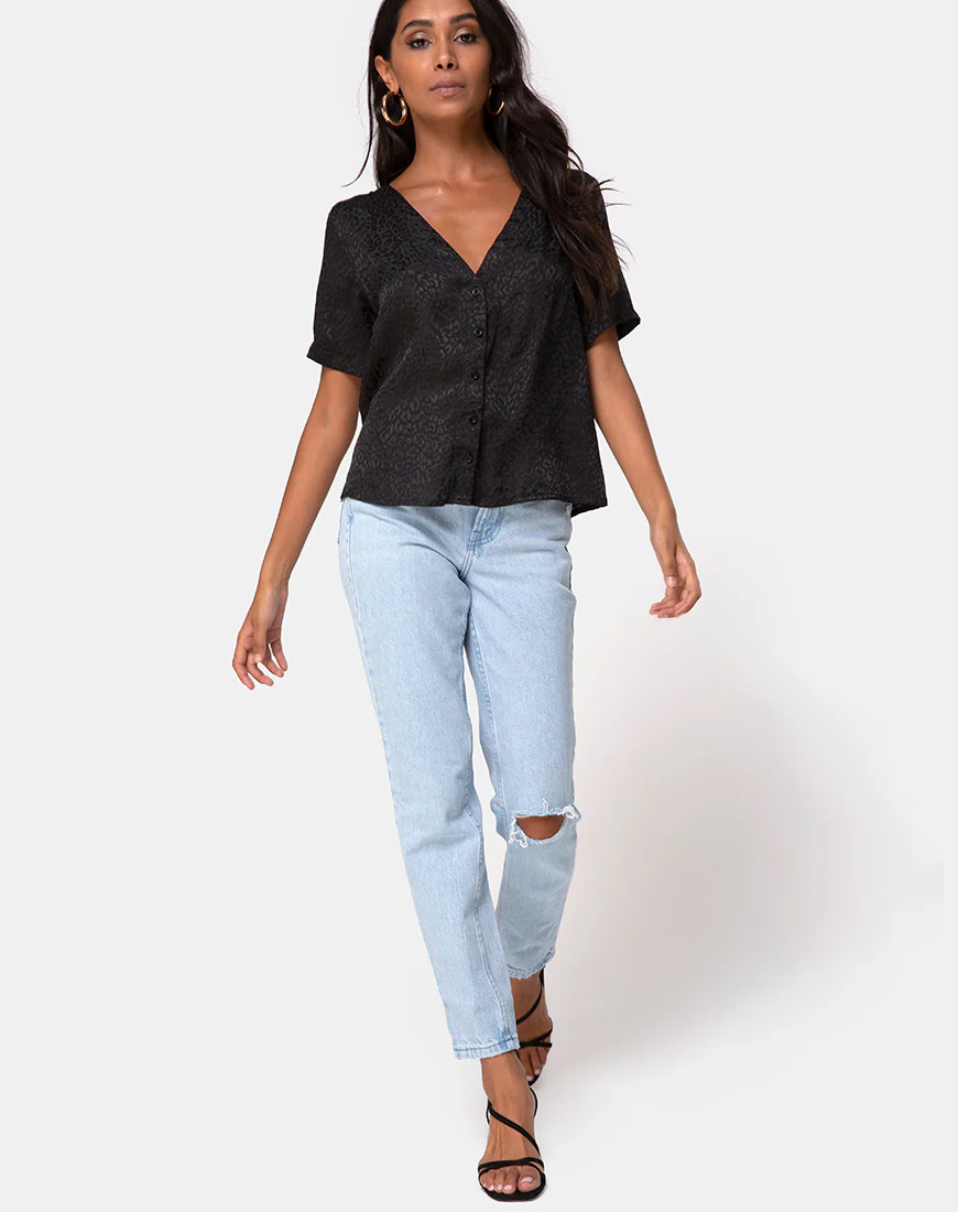 Parki Top In Satin Cheetah Black - Image 3