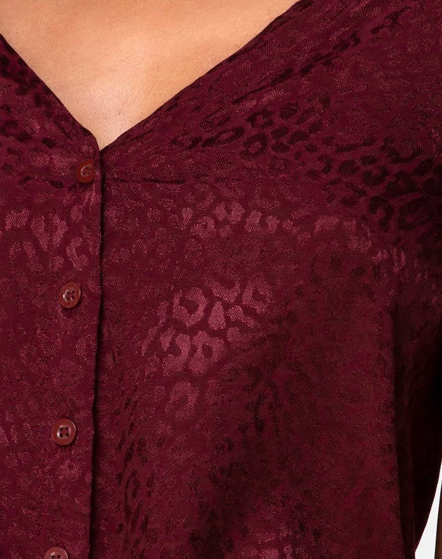 Parki Top in Satin Cheetah Burgundy - Image 5