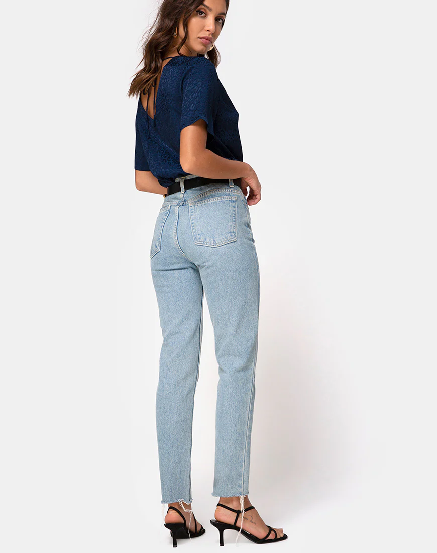 Parki Top in Satin Cheetah Navy - Image 4