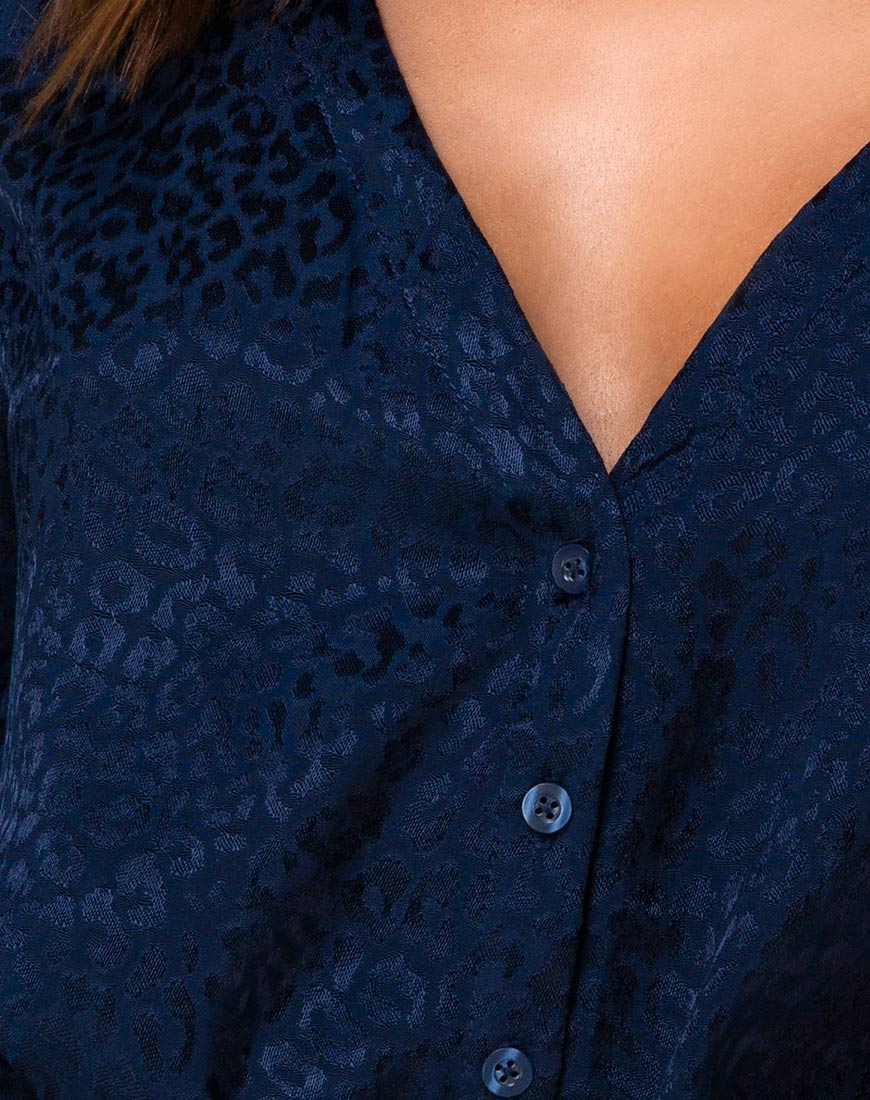 Parki Top in Satin Cheetah Navy - Image 5