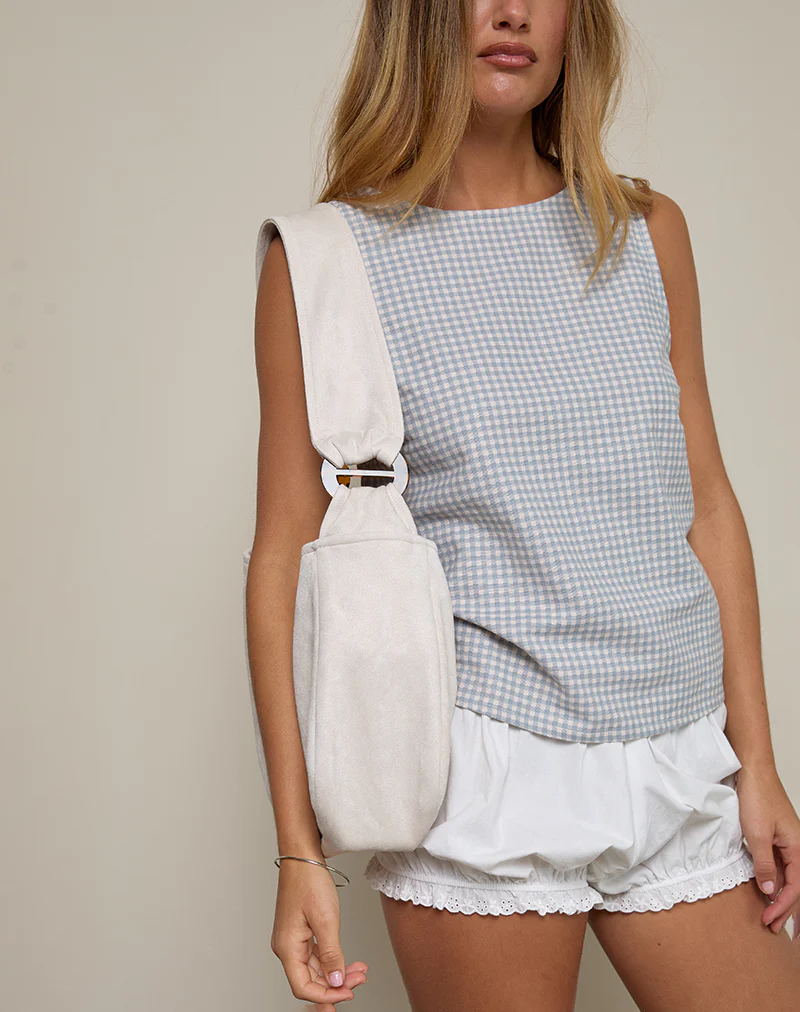Pasila Top in Mini Gingham Blue and Grey - Image 4