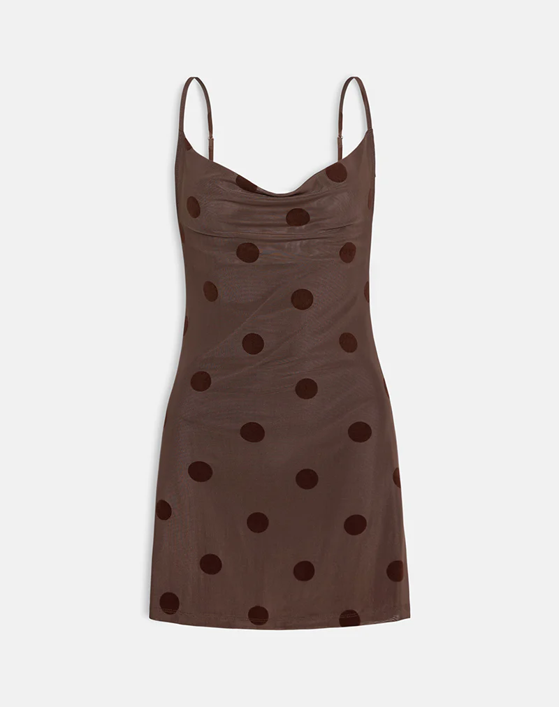 Pastila Mini Dress in Big Polka Flock Brown - Image 3