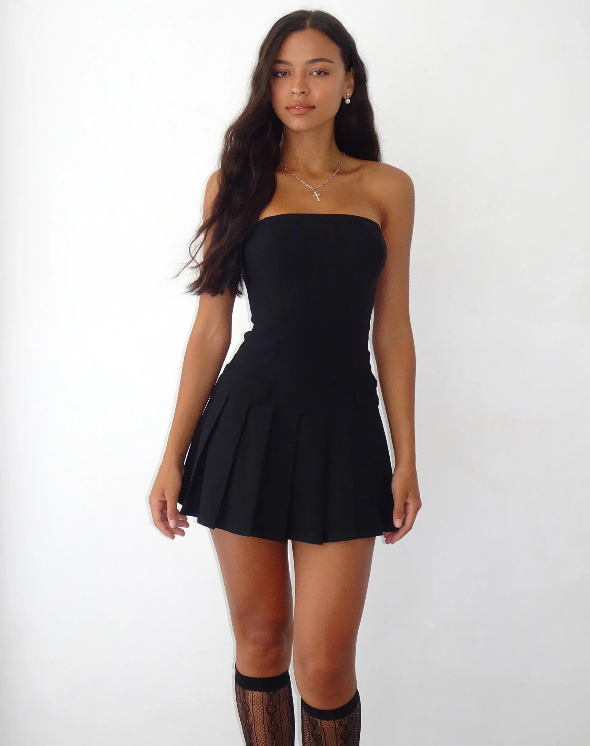 Payoda Bandeau Mini Dress in Black - Image 3