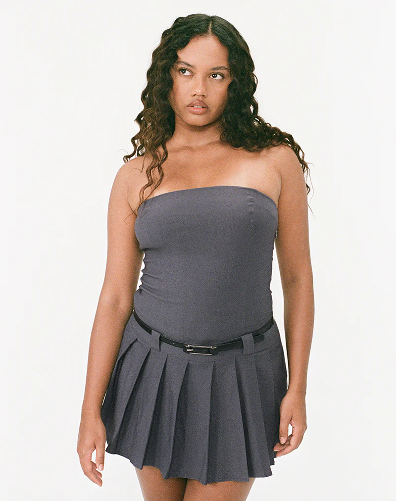 Payoda Bandeau Mini Dress in Dark Grey - Image 2