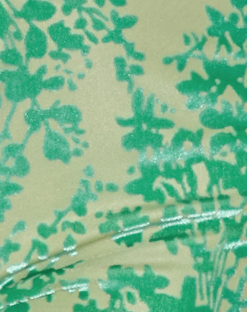Peggy Bandeau Top in Floral Flock Green and Blue - Image 6