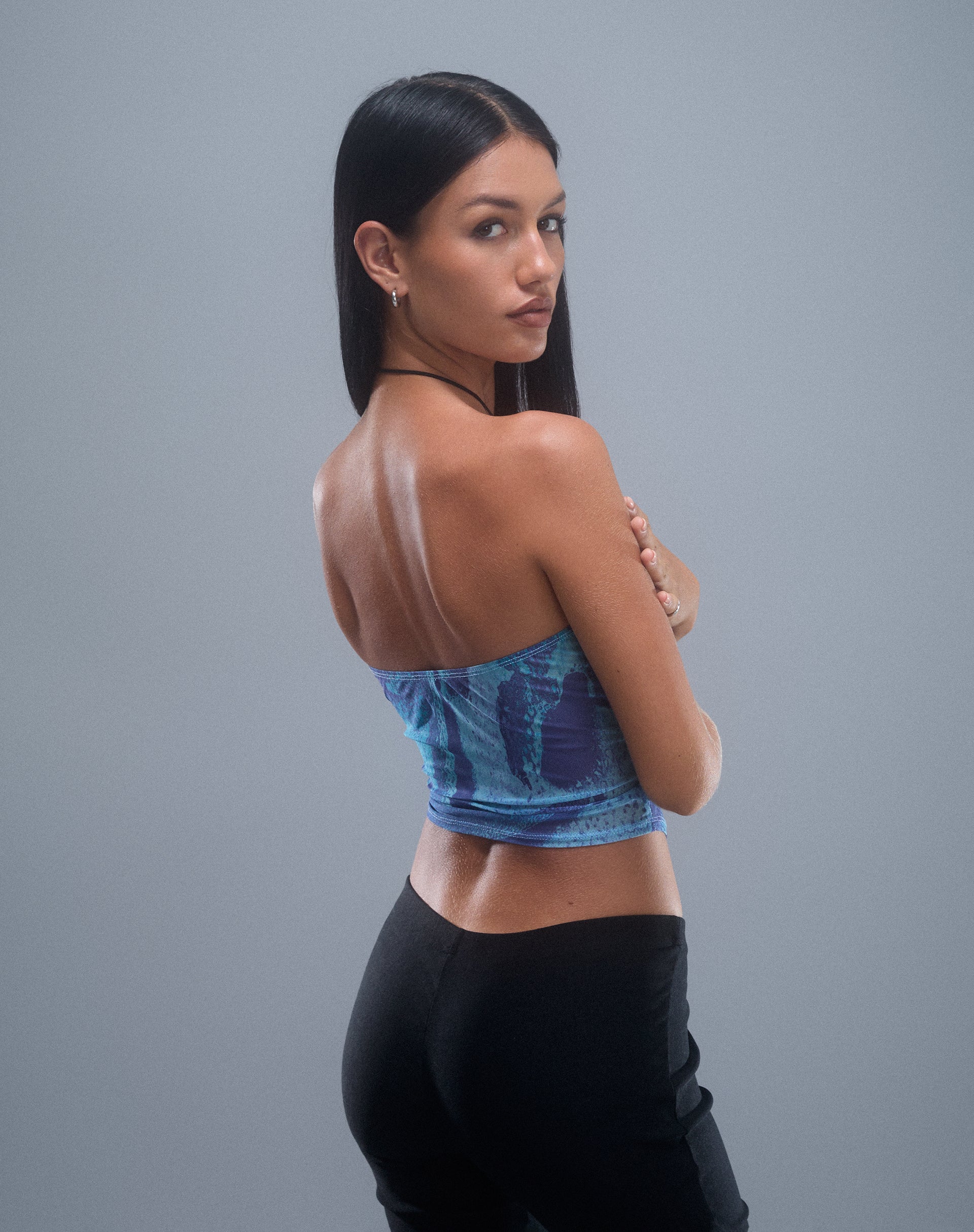 Peggy Mesh Bandeau Top in Blue Starfish Photoprint - Image 7
