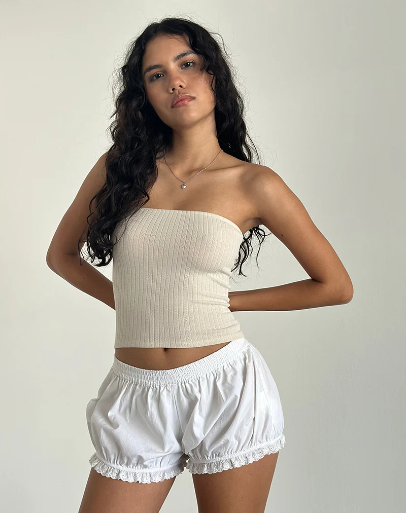 Peggy Bandeau Top in Pointelle Nude - Image 2