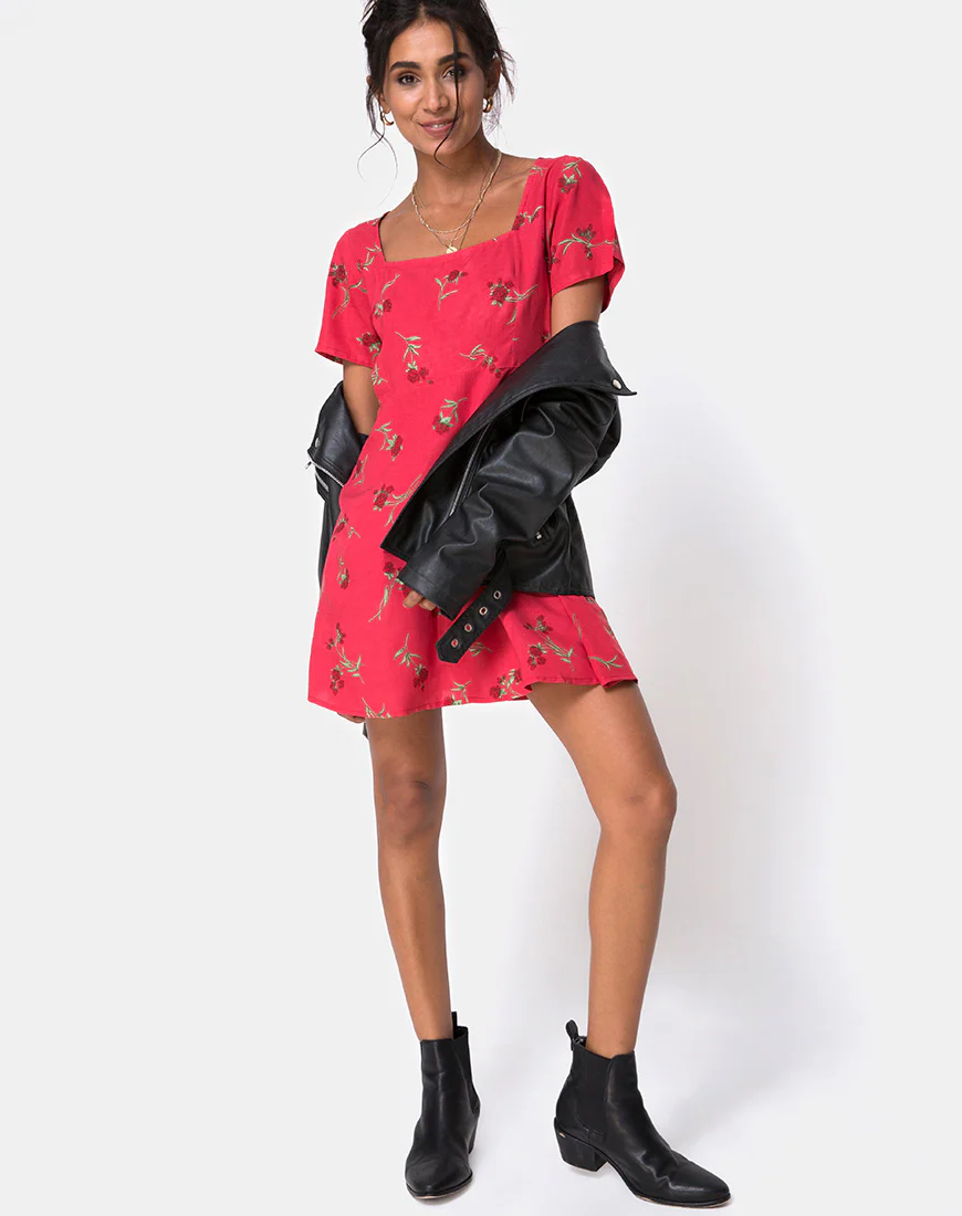 Peky Tea Dress in Rouge Rose Pink - Image 3