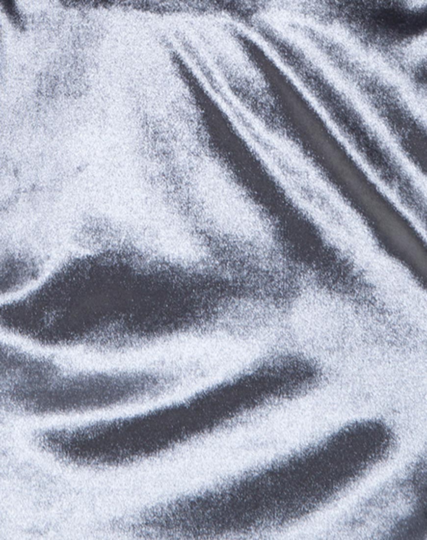 Pelmet Mini Skirt in Velvet Silver - Image 5
