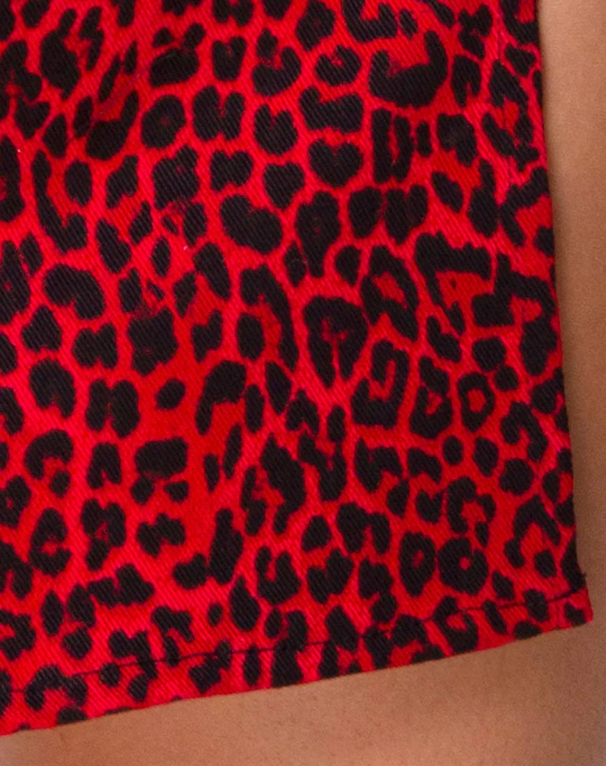 Pelmet Mini Skirt in Coloured Animal Red - Image 5