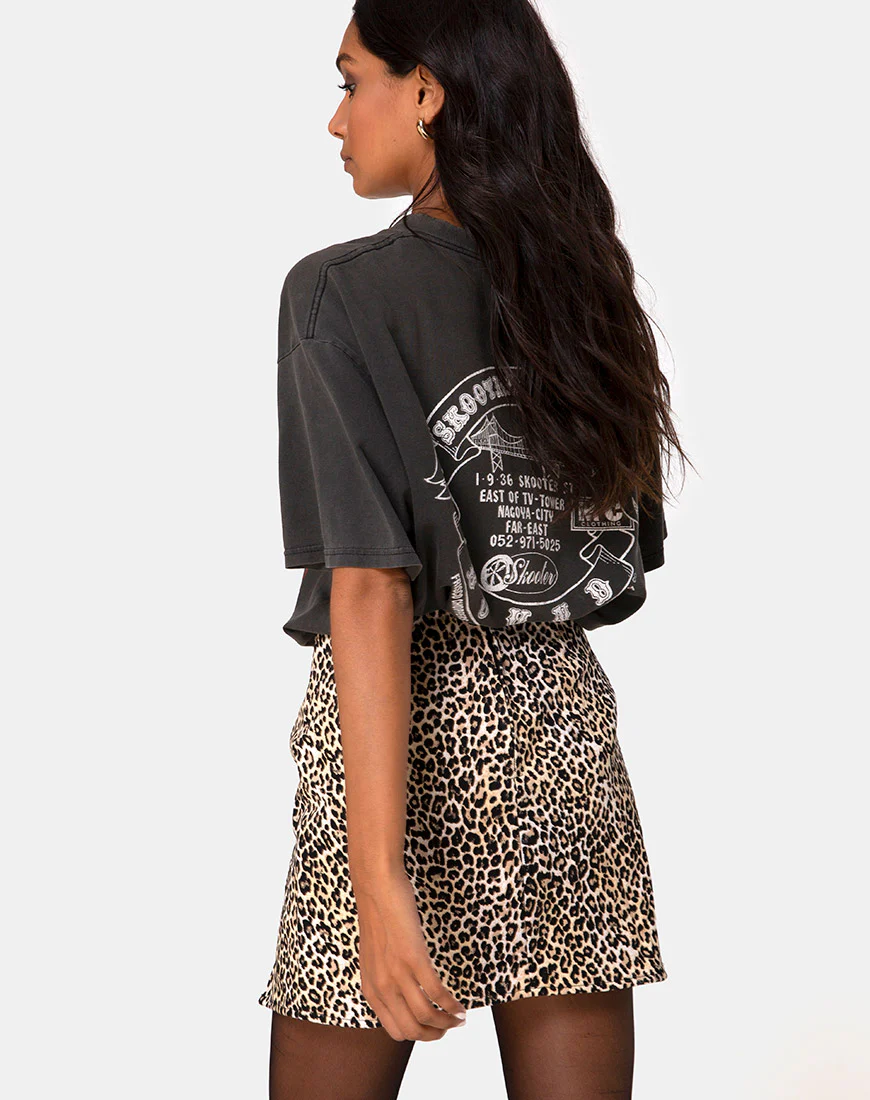 Pelmet Mini Skirt in Rar Leopard Brown - Image 2