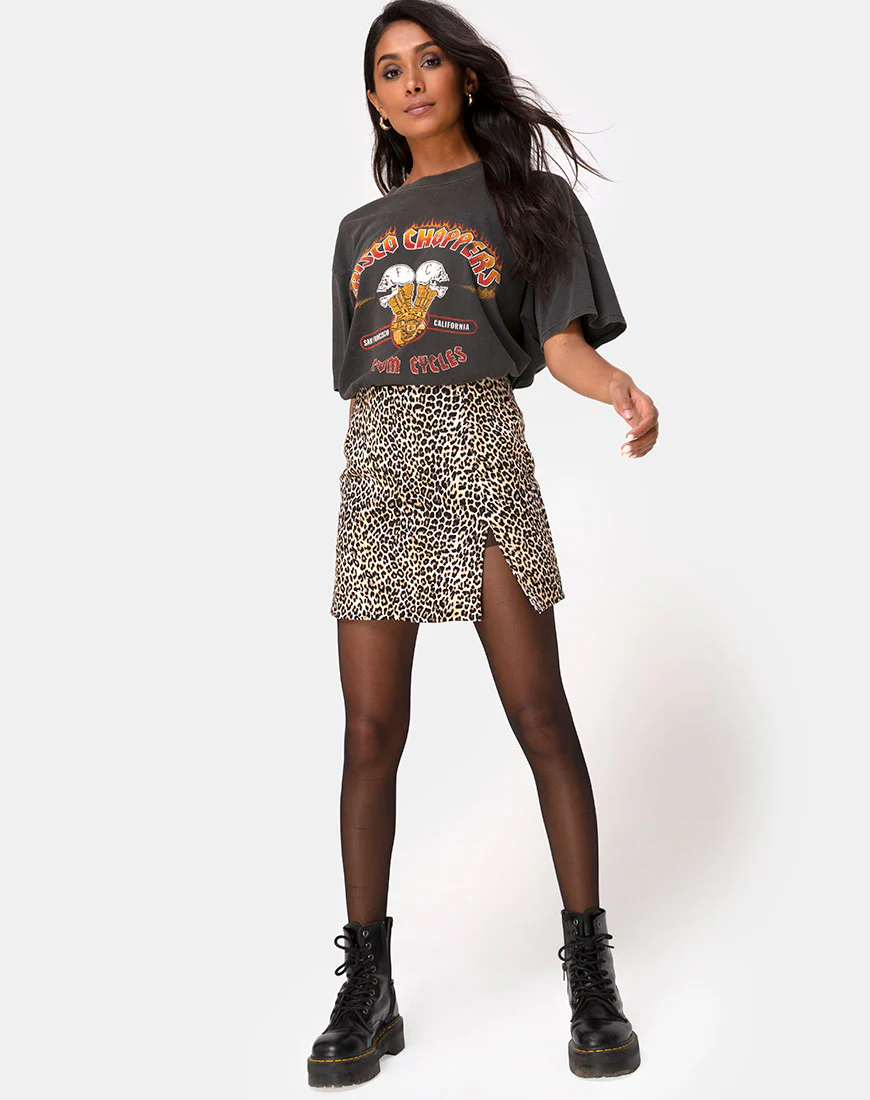Pelmet Mini Skirt in Rar Leopard Brown - Image 3