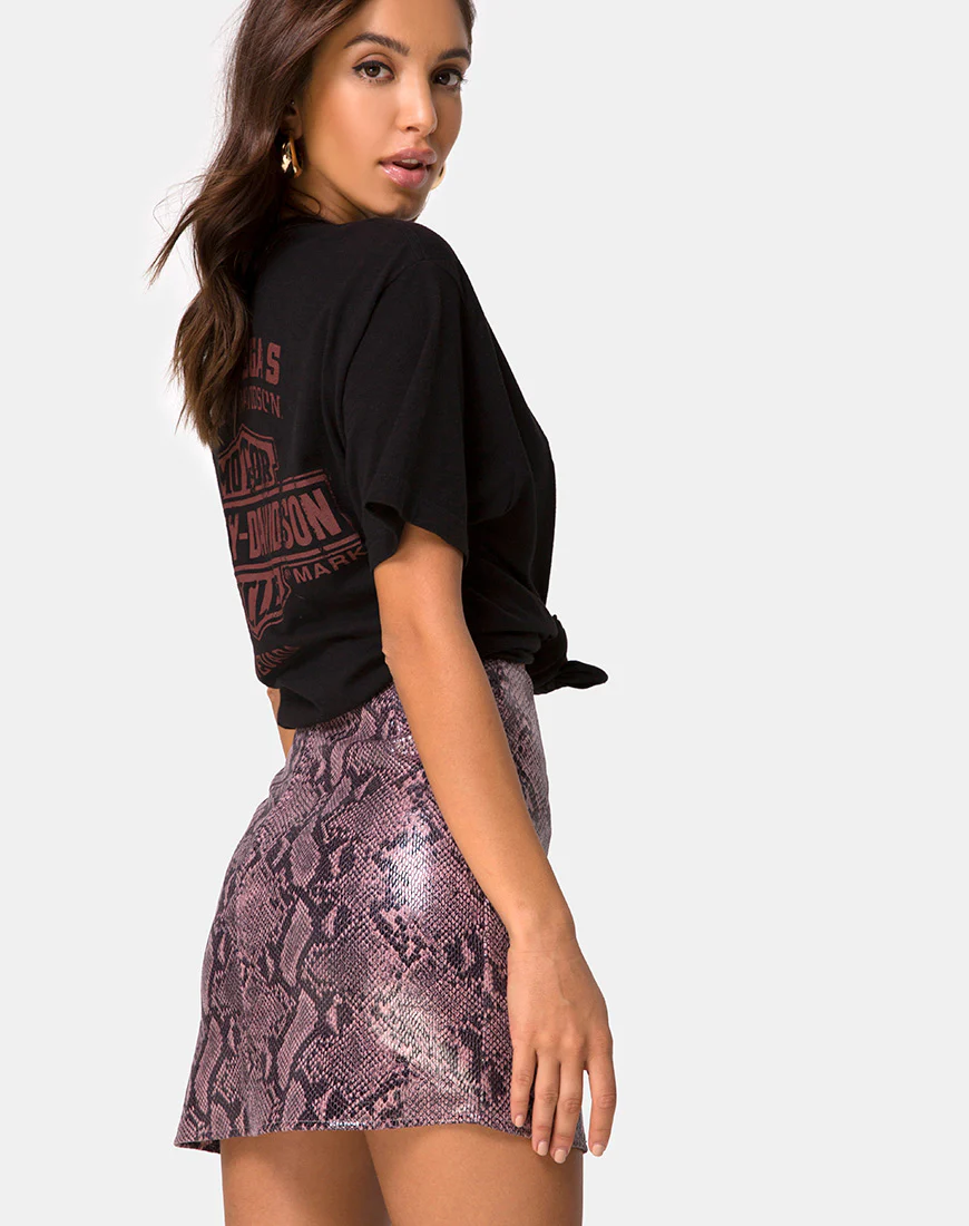Pelmo Mini Skirt in Snake Mauve - Image 2