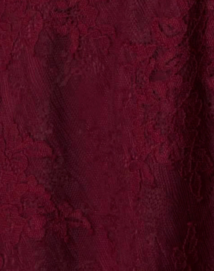 Penley Skater Dress in Femme Lace Maroon - Image 5