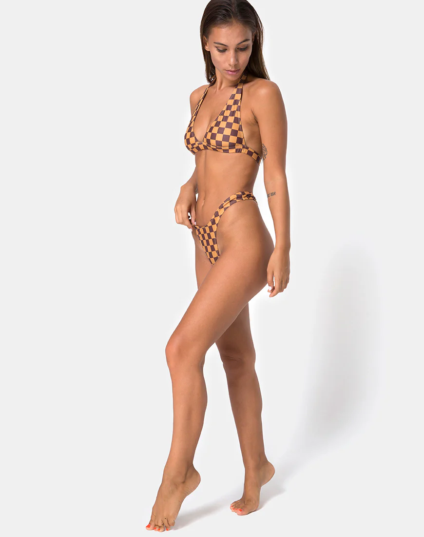 Pesme Bikini Top in Mocha Checker - Image 3