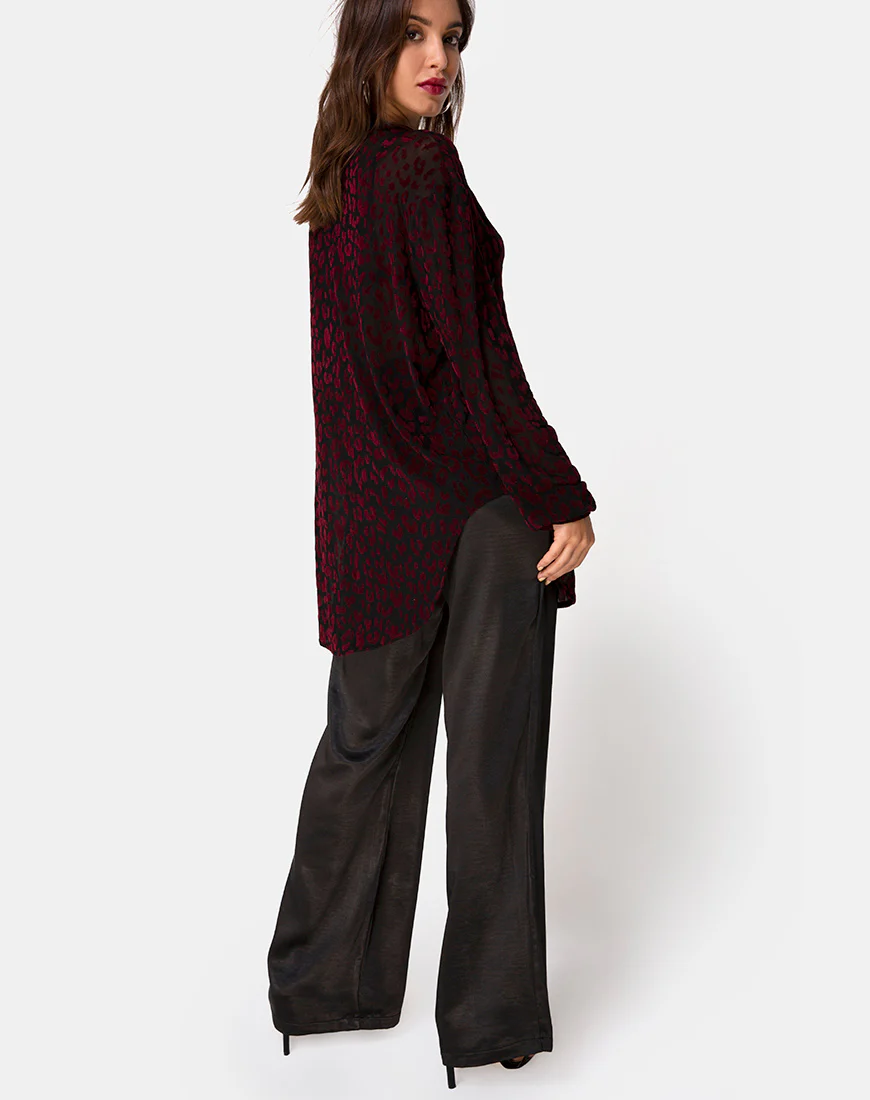 Phobe Shirt in Red Leopard Flock Net - Image 4