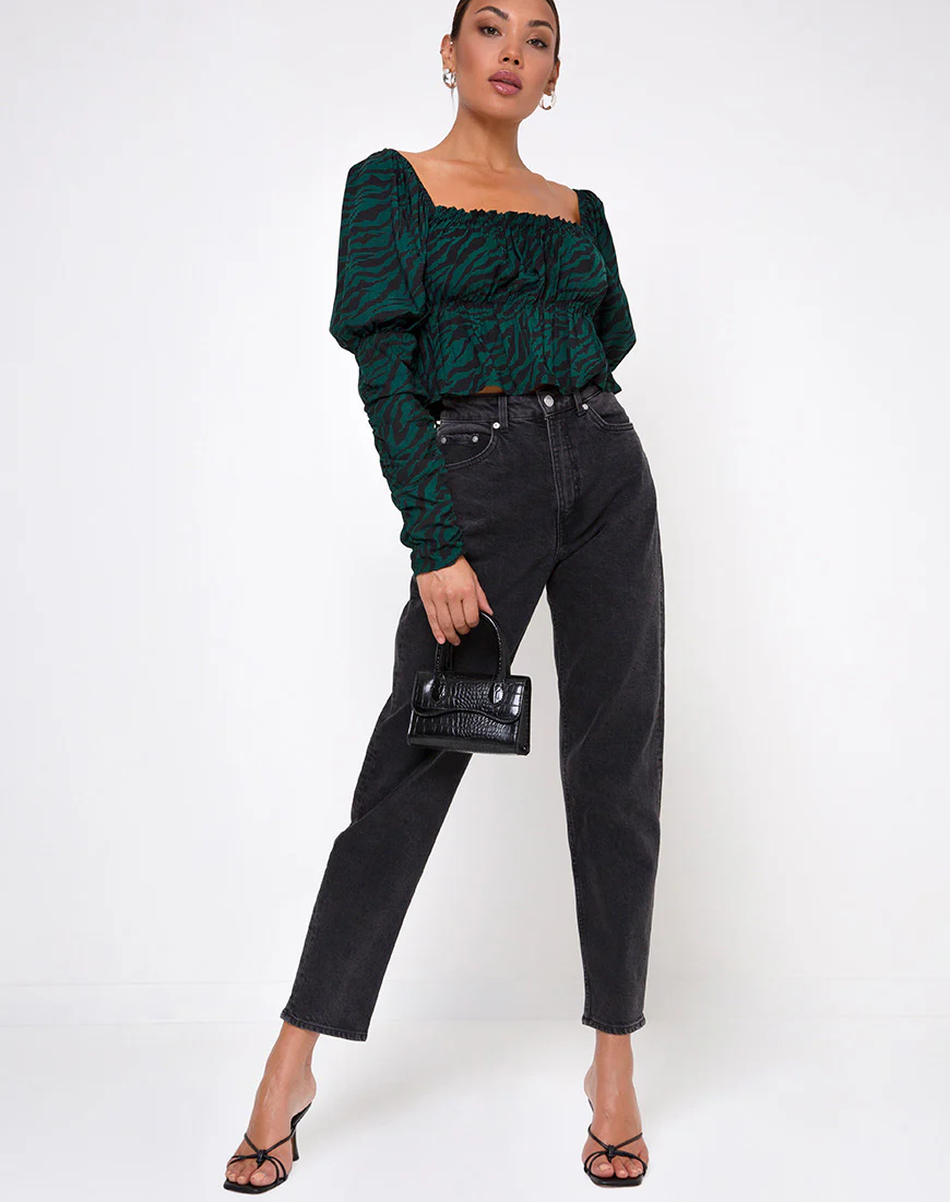 Piery Top in 90's Zebra Forest Green - Image 3