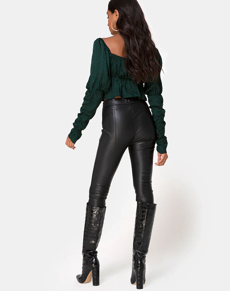 Piery Top in Satin Cheetah Forest Green - Image 4