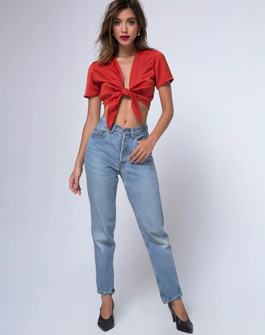 Pilar Blouse in Satin Rust - Image 3